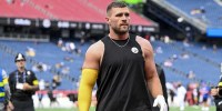 Pittsburgh Steelers outside linebacker TJ. Watt (90) before the game against the New England Patriots at Gillette Stadium.