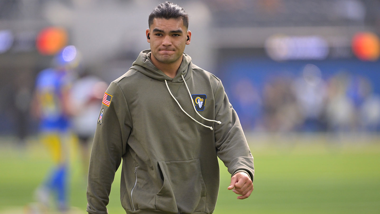 Rams’ Puka Nacua exits Saints game early with chest injury