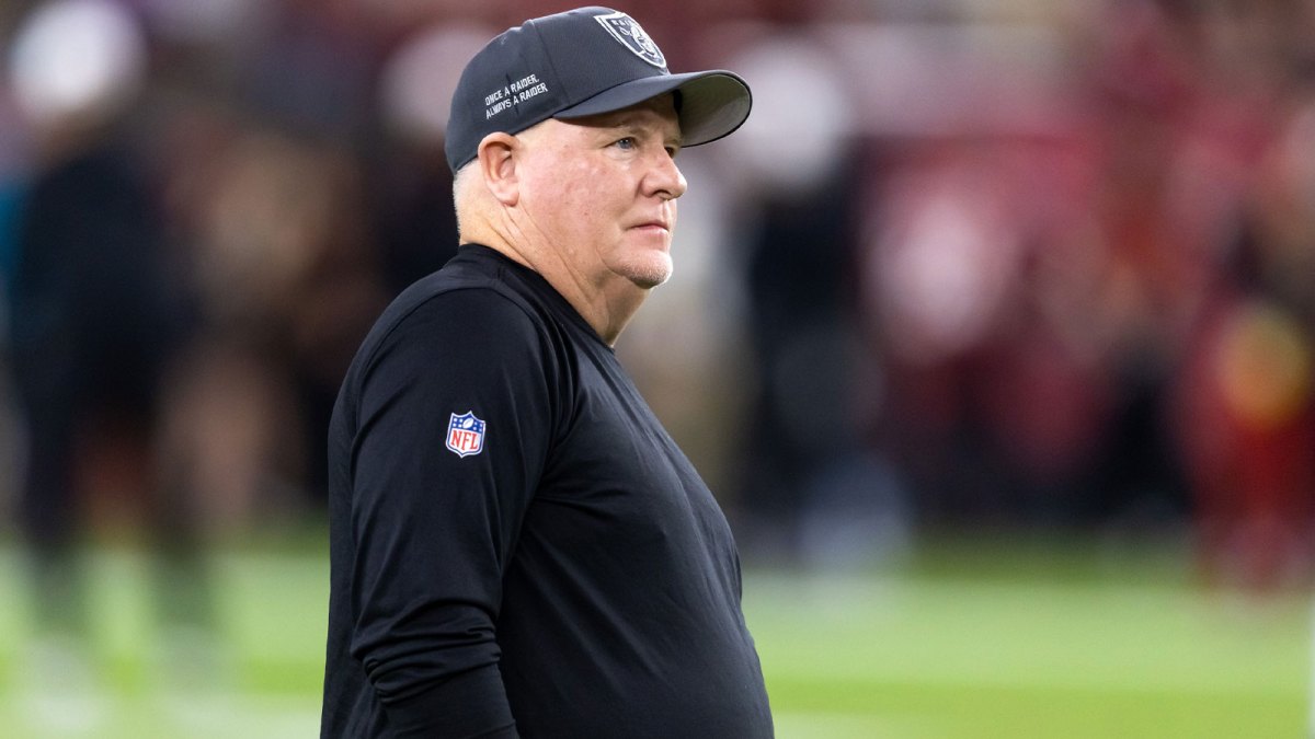 Las Vegas Raiders offensive coordinator Chip Kelly against the Arizona Cardinals during a preseason NFL game at State Farm Stadium.