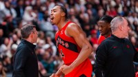 Raptors guard Scottie Barnes is fired up