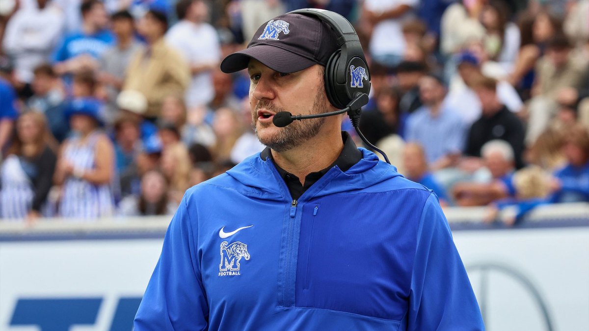 Memphis Tigers Head Coach Ryan Silverfield looks on against the South Florida Bulls during the second quarter at Simmons Bank Liberty Stadium.