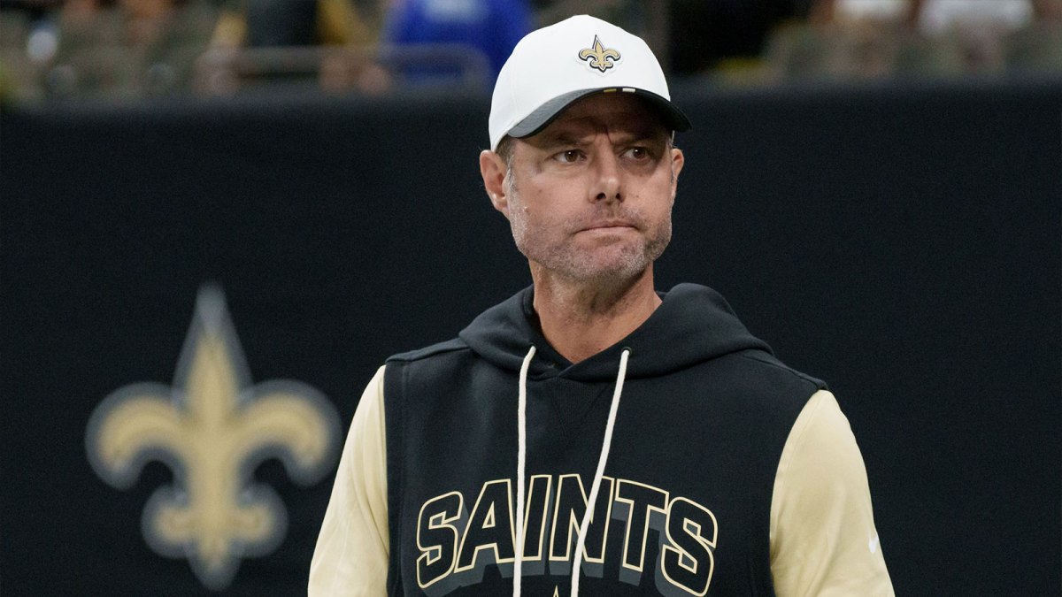 New Orleans Saints defensive coordinator Brandon Staley arrives before a game against the Jacksonville Jaguars at Caesars Superdome