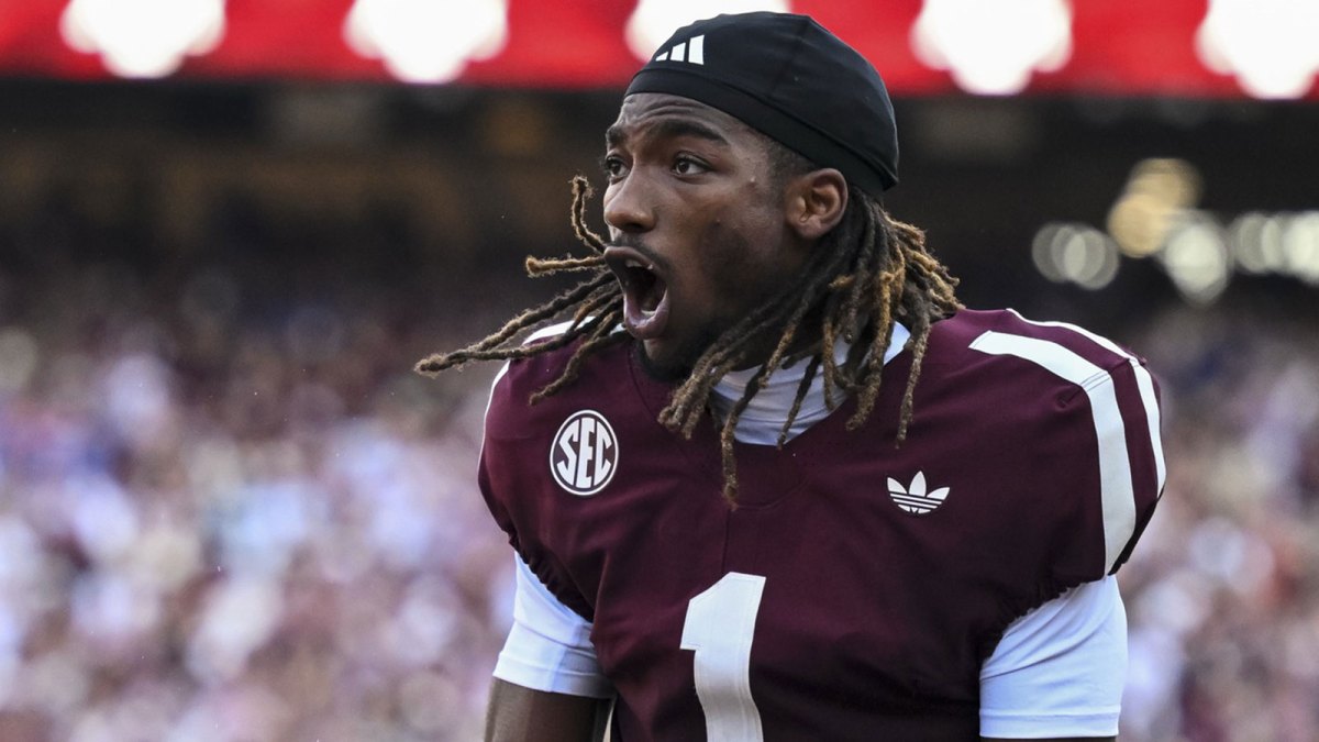 Texas A&M Aggies wide receiver Mario Craver (1) reacts prior to the game against the Florida Gators at Kyle Field.
