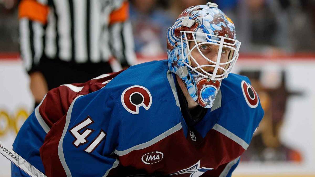 Colorado Avalanche goaltender Scott Wedgewood (41) in the third period against the Anaheim Ducks at Ball Arena.