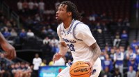 Seton Hall Pirates guard Mike Williams III (23) dribbles against the Monmouth Fighting Scots during the second half at Prudential Center.