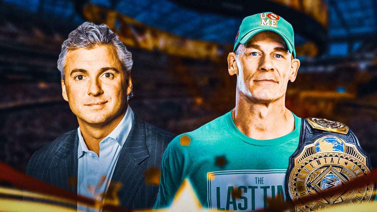 Shane McMahon next to WWE Superstar John Cena, who wrestled his last Monday Night RAW match at Madison Square Garden.