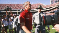 South Carolina Gamecocks head coach Shane Beamer walks off the field after the game against the Texas A&M Aggies at Kyle Field.