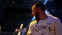 Golden State Warriors guard Stephen Curry (30) is introduced before the start of the game against the Utah Jazz at the Chase Center.
