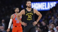 Golden State Warriors guard Stephen Curry (30) stands a play against the Oklahoma City Thunder during the second half at Paycom Center.