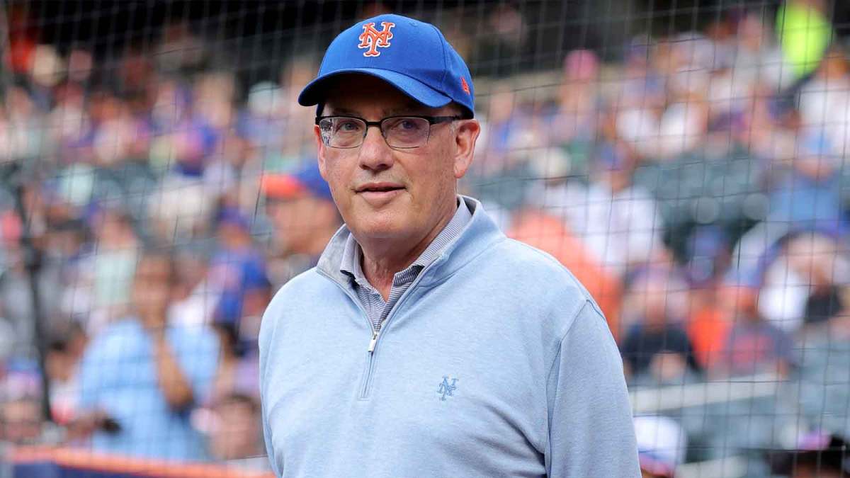 New York Mets owner Steve Cohen stands on the field before a ceremony to honor first baseman Pete Alonso (not pictured) for breaking the Mets all time home run record before a game against the Atlanta Braves at Citi Field.