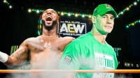 AEW star Swerve Strickland with WWE star John Cena