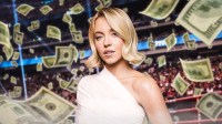 Christy Martin biopic star Sydney Sweeney in a boxing ring and money around her to represent box office.