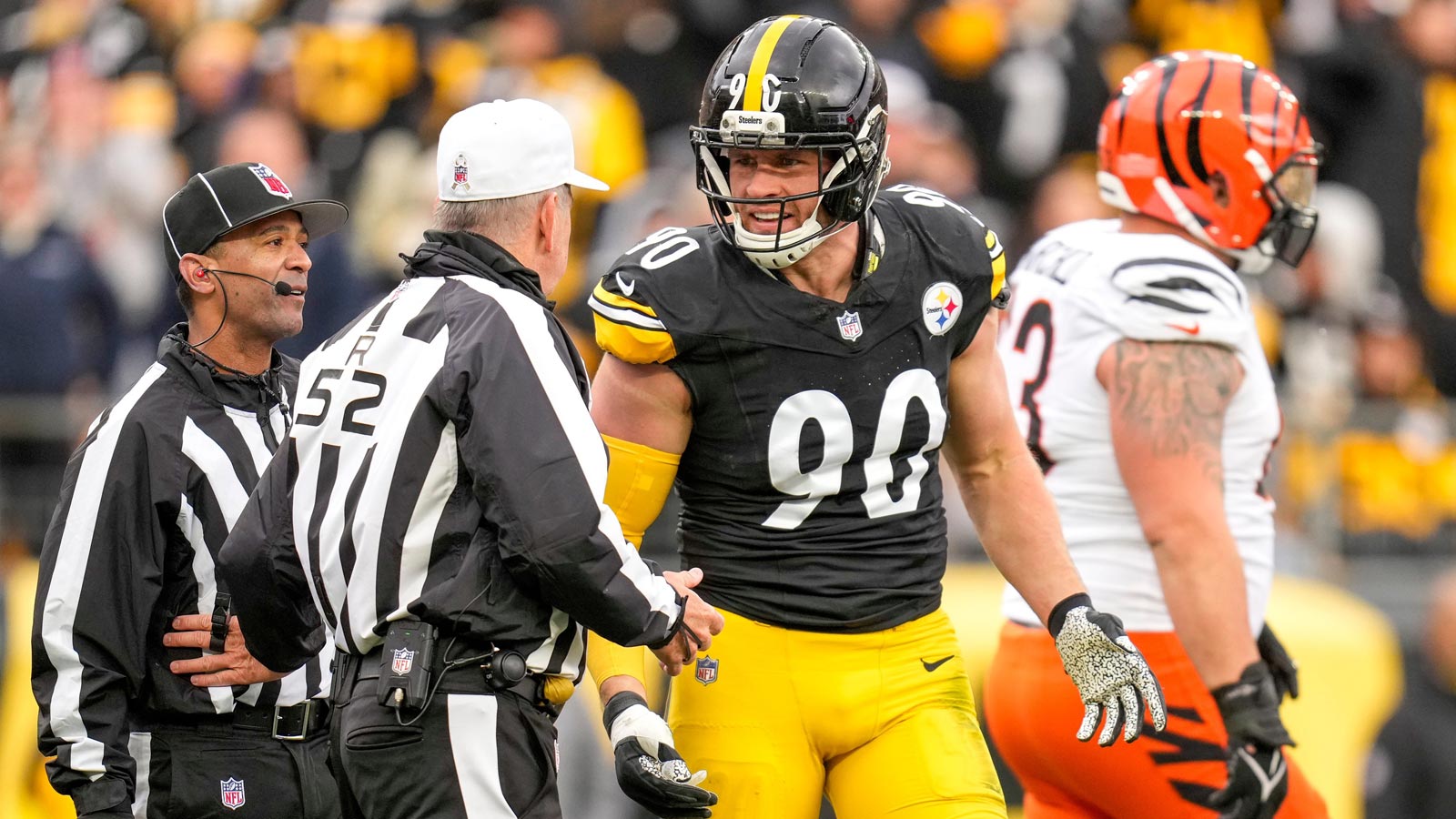 Steelers’ T.J. Watt pulls out Aaron Rodgers celebration after Caleb Williams strip-sack turns into TD