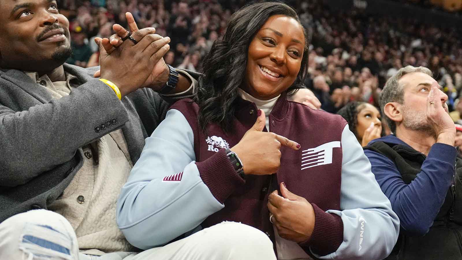 Monica Wright Rogers the new General Manager of the Toronto Tempo is introduced to the fans at an NBA game against the Miami Heat at Scotiabank Arena.
