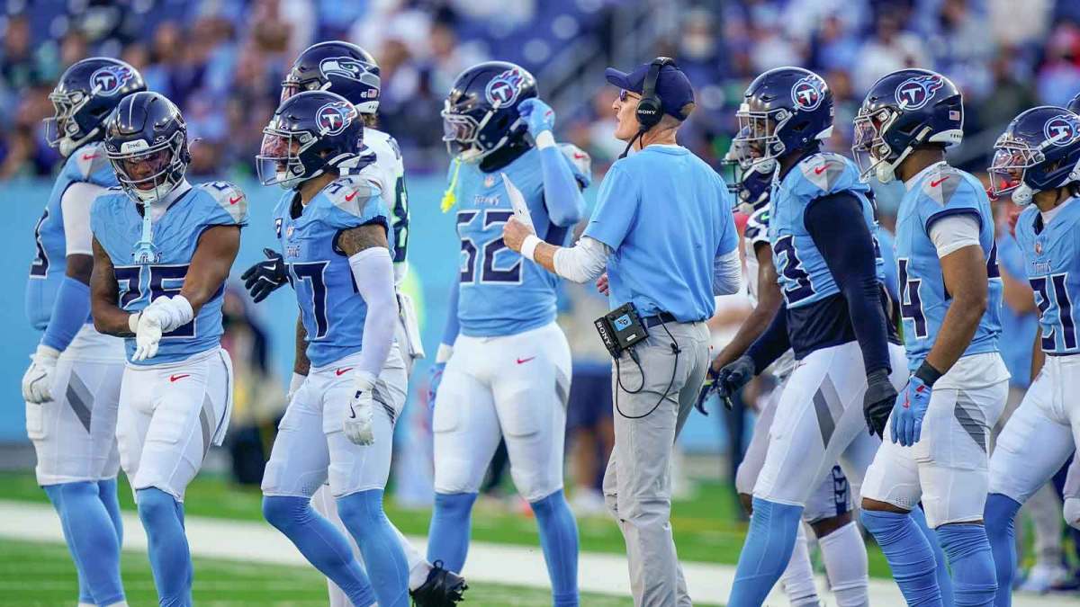 Tennessee Titans Special Teams coach John Fassel sends players to the field on fourth down during the third quarter against the Seattle Seahawks at Nissan Stadium in Nashville, Tenn., Sunday, Nov. 23, 2025.