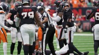 Houston Texans quarterback C.J. Stroud (7) is injured during the first half against the Denver Broncos at NRG Stadium.