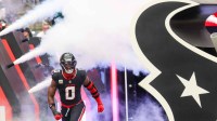 Houston Texans linebacker Azeez Al-Shaair (0) is introduced before playing against the Jacksonville Jaguars at NRG Stadium.