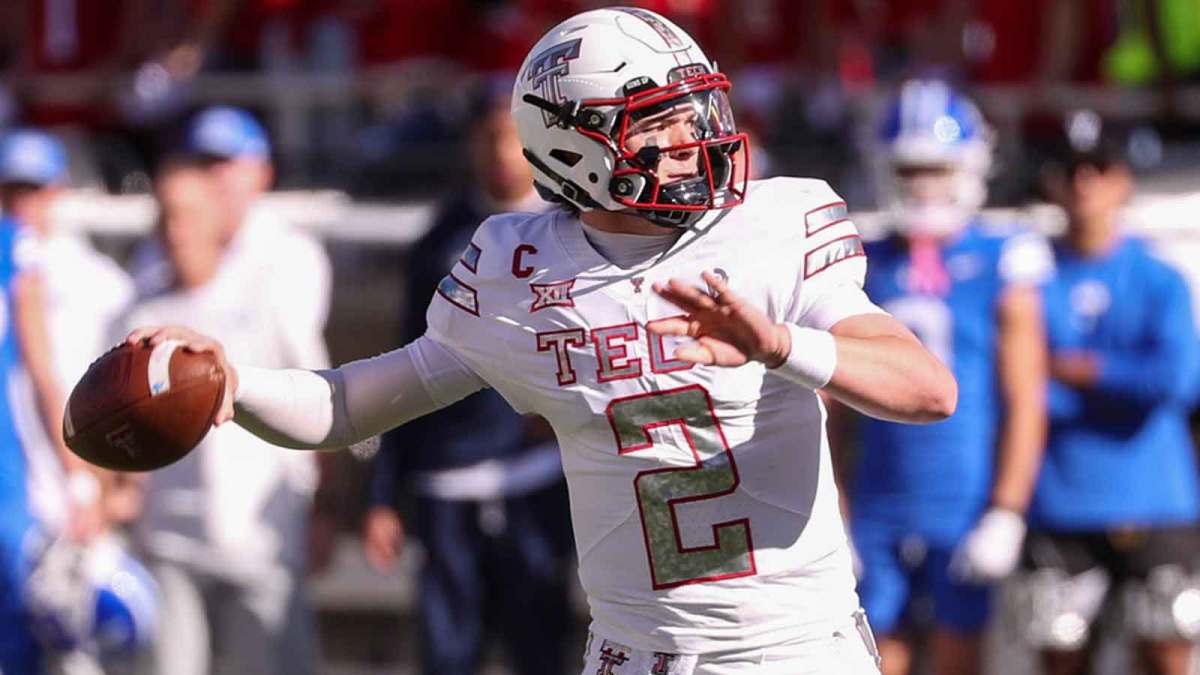 Texas Tech quarterback Behren Morton looks to pass against BYU during a Big 12 Conference football game, Saturday, Nov. 8, 2025, at Jones AT&T Stadium.