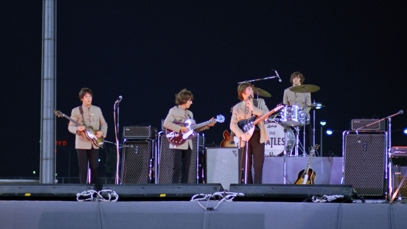 The Beatles performing at Shea Stadium.