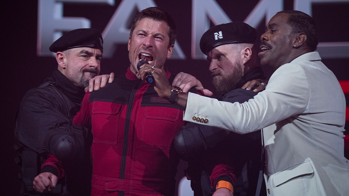 Glen Powell in Edgar Wright's new movie, The Running Man.