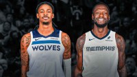 Ja Morant in Timberwolves uniform, Julius Randle in Grizzlies uniform