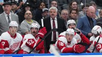 Detroit Red Wings head coach Todd McLellan watches the play against the Toronto Maple Leafs during the third period at Scotiabank Arena.