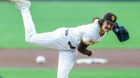 San Diego Padres starting pitcher Dylan Cease (84) throws a pitch during the first inning against the Colorado Rockies at Petco Park.
