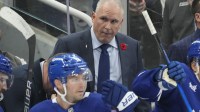 Toronto Maple Leafs head coach Craig Berube during a break against the Pittsburgh Penguins during the first period at Scotiabank Arena.