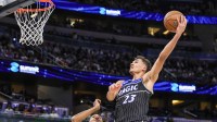 Orlando Magic forward Tristan da Silva (23) goes to the basket against Brooklyn Nets forward Ziaire Williams (1) during the second half at Kia Center.
