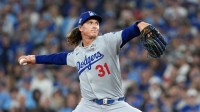 Los Angeles Dodgers pitcher Tyler Glasnow (31) throws a pitch in the ninth inning for game six of the 2025 MLB World Series at Rogers Centre.