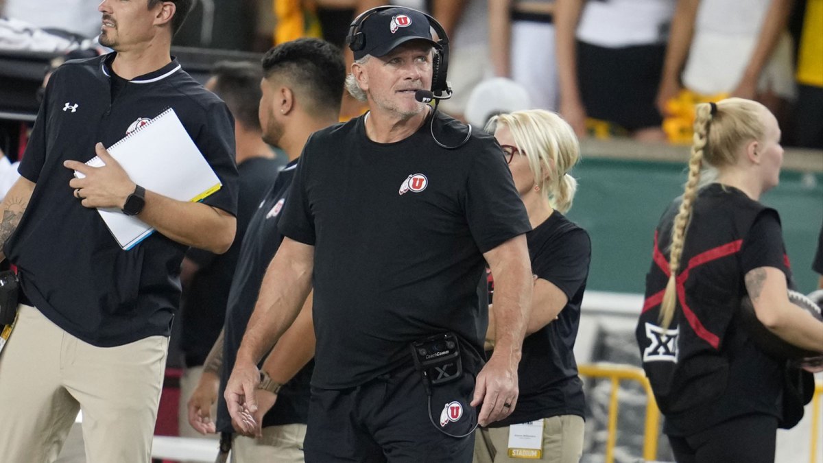 ; Utah Utes head coach Kyle Whittingham looks on from the sidelines during the first half against the Baylor Bears at McLane Stadium.