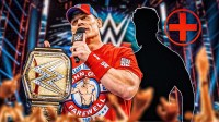 WWE star John Cena and a silhouette of Sheamus, who is out with an injury.