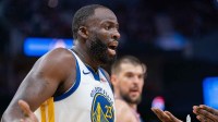 Golden State Warriors forward Draymond Green (23) reacts on a call against the LA Clippers during the third quarter at Chase Center.