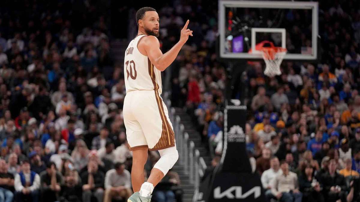 Golden State Warriors guard Stephen Curry (30) stands on the court during a break in the action against the Utah Jazz in the fourth quarter at the Chase Center.