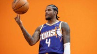 Phoenix Suns guard Jalen Green (4) poses for portrait during Media Day at PHX Arena.
