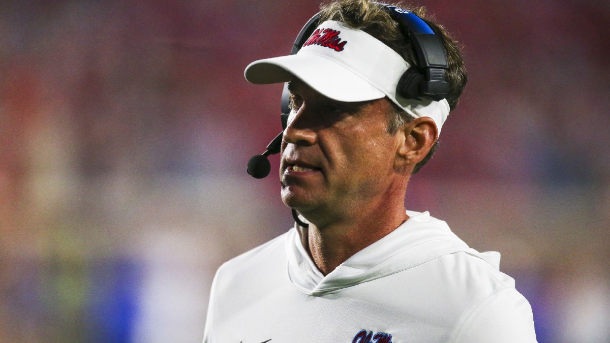 Mississippi Rebels head coach Lane Kiffin stands on the sideline during the second half against the Florida Gators at Vaught-Hemingway Stadium.