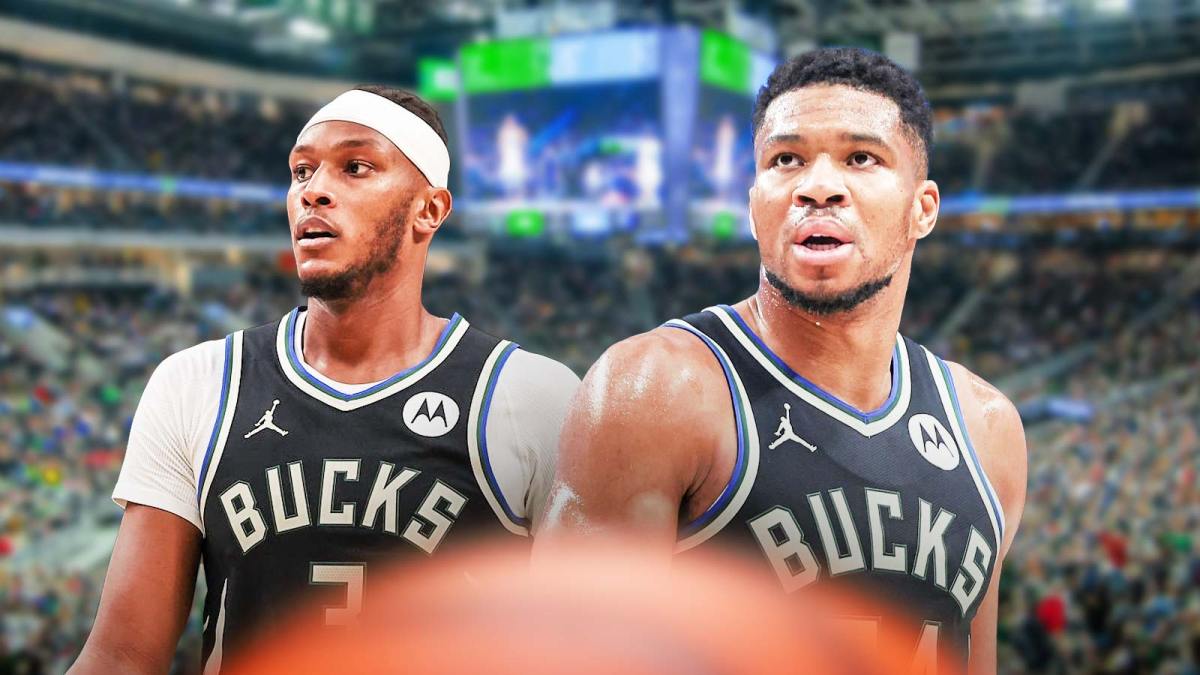 Myles Turner and Giannis Antetokounmpo.