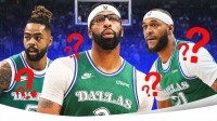 Mavericks' D'Angelo Russell, Anthony Davis, and Daniel Gafford looking serious, question marks all over