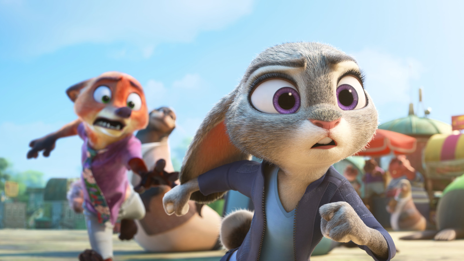 [L-R] Nick Wilde (voiced by Jason Bateman) and Judy Hopps (voiced by Ginnifer Goodwin) in Zootopia 2.