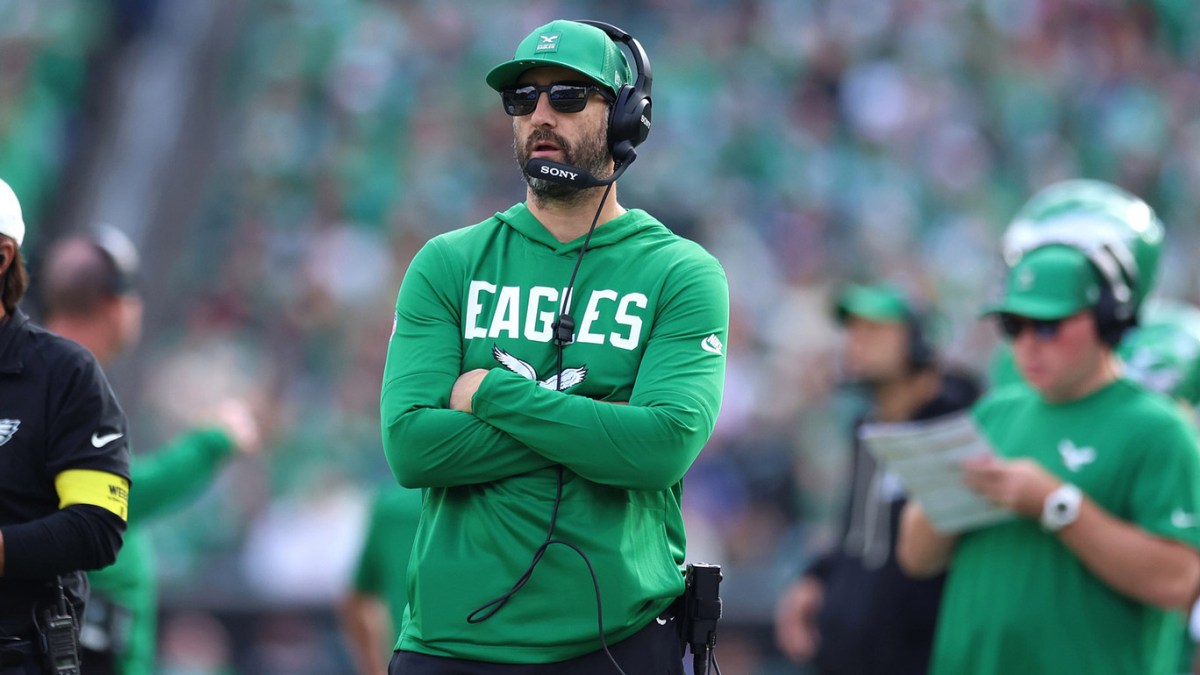 Philadelphia Eagles head coach Nick Sirianni looks on in the second quarter against the New York Giants at Lincoln Financial Field.