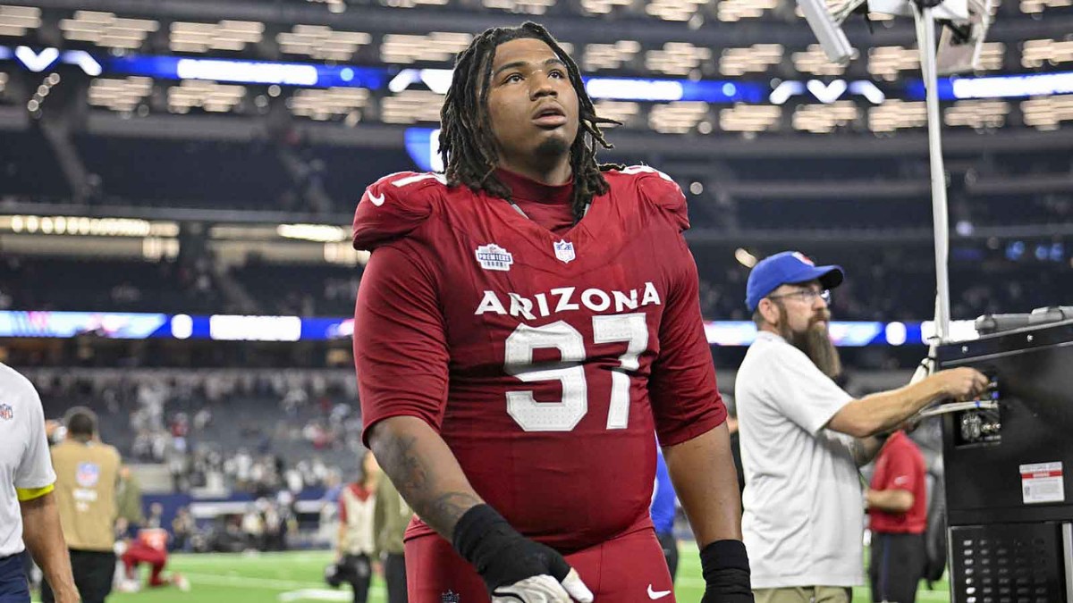 Arizona Cardinals defensive tackle Walter Nolen III (97) walks off the field after the game between the Dallas Cowboys and the Arizona Cardinals at AT&T Stadium.