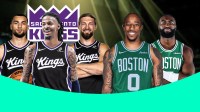Ja Morant in Kings jersey with DeMar DeRozan in Celtics jersey