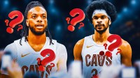 Cavs' Darius Garland and Jarrett Allen looking pissed off, with question marks all over