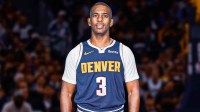 Chris Paul photoshopped in Nuggets jersey number 3.