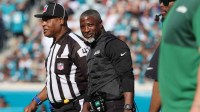 New York Jets head coach Aaron Glenn during the second quarter against the Jacksonville Jaguars at EverBank Stadium.