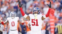 New York Giants linebacker Abdul Carter (51) reacts after a play during the second half against the Denver Broncos at Empower Field at Mile High.