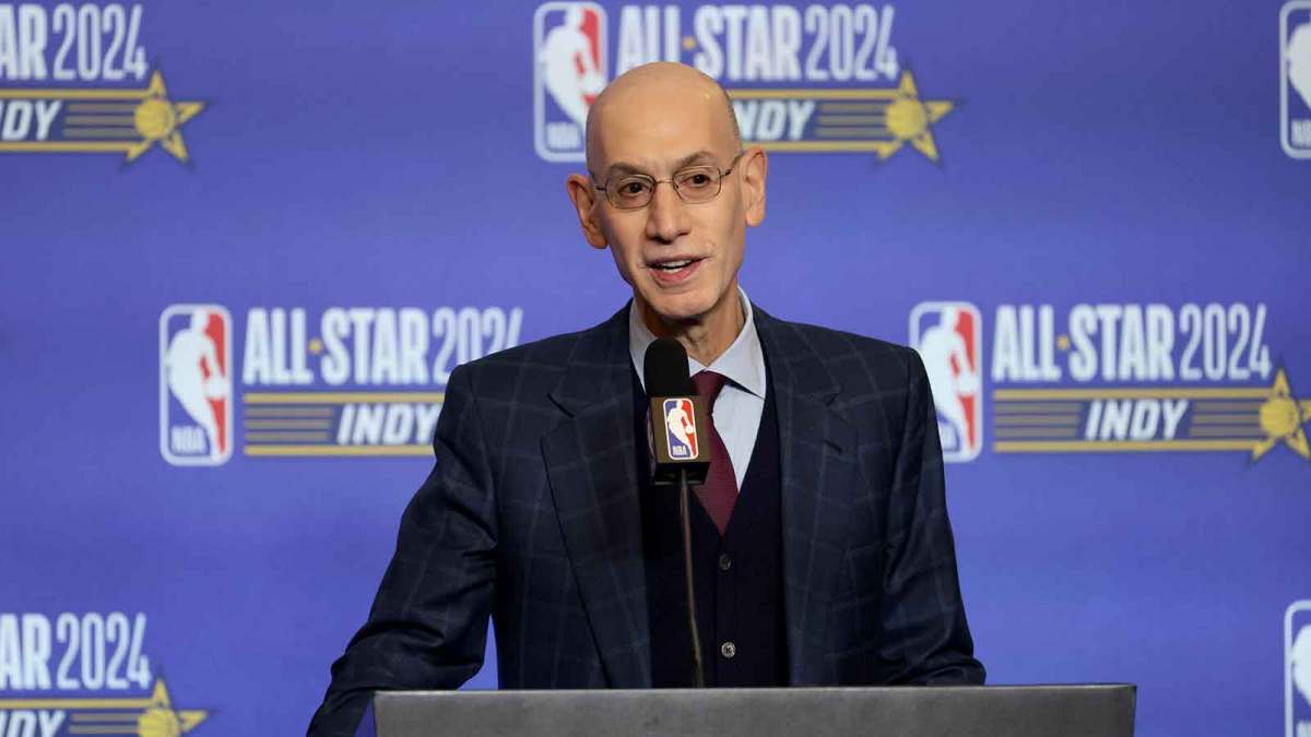 NBA Commissioner Adam Silver talks to media during a press conference before NBA All Star Saturday Night at Lucas Oil Stadium.
