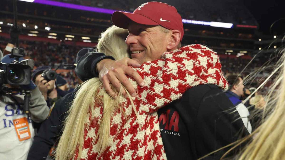 Alabama Crimson Tide head coach Kalen Deboer reacts after the game against the Auburn Tigers at Jordan-Hare Stadium.