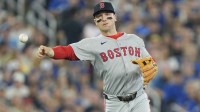 Boston Red Sox third baseman Alex Bregman (2) throws out Toronto Blue Jays catcher Tyler Heineman (not pictured) at first base during the third inning at Rogers Centre