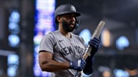 New York Yankees right fielder Amed Rosario (14) during the game between the Texas Rangers and the New York Yankees at Globe Life Field.